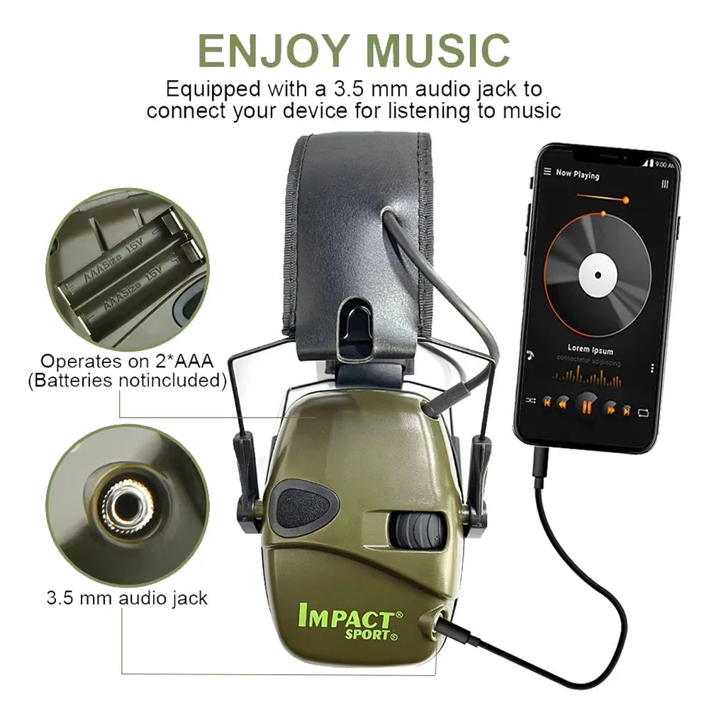 Casque anti-bruit électronique tactique pour le tir, sports de plein air, amplification du son, protection auditive pour la chasse, NRR 22dB