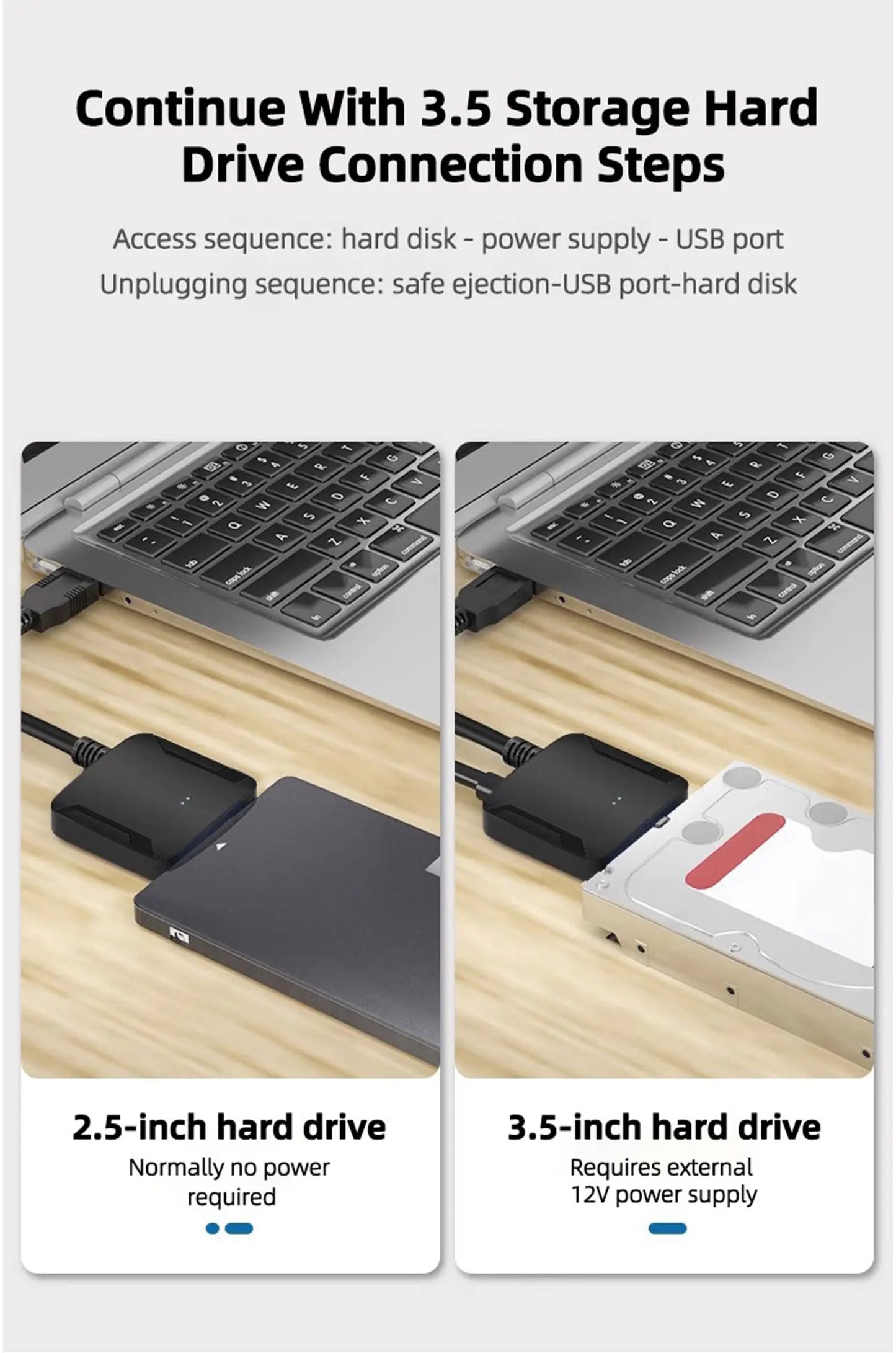 Câble Coolcirc SATA vers USB 3.0 jusqu'à 6 Gbps pour disque dur SSD externe 2.5 pouces adaptateur SATA cordon USB 3.0 vers SATA III