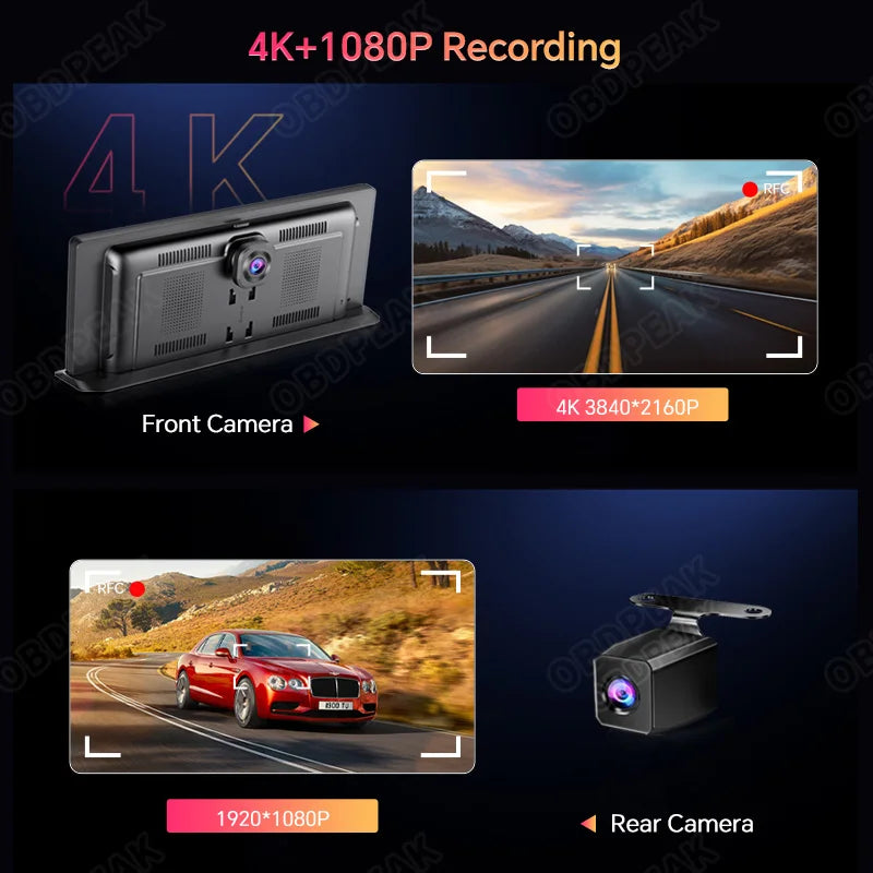 K2 Pro Wireless Car Dash Cam, 4K DVR Carplay Android Auto AI Screen, Len Video Recorder for Tourists, GPS Navigation, Prada Dashboard, 11.3 Inches