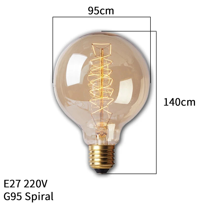 Bombilla retro Edison regulable E27 40W 110V 220V Lámpara incandescente de filamento vintage Bombilla decorativa