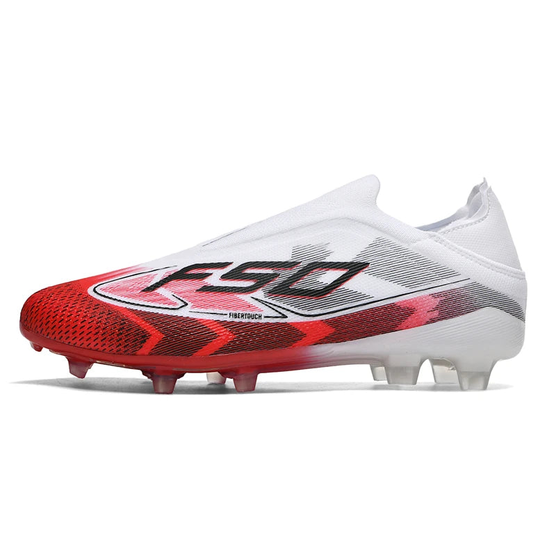 Chaussures de Football FG Homme Microfibre Montantes Sans Lacets — Niveau Avancé, Pelouse EU 34–46