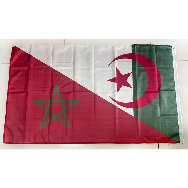 Drapeau d'amitié algérie et maroc, 2 pieds x 3 pieds (60x90cm), 3 pieds x 5 pieds (90x150cm), décorations de noël pour bannière de maison