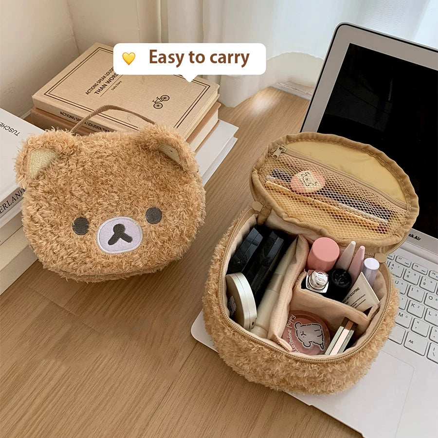 Estuche de maquillaje de felpa, neceser de oso casual, bolsa de almacenamiento de joyas para mujer, organizador de bolsos para niñas, regalo, ofertas especiales