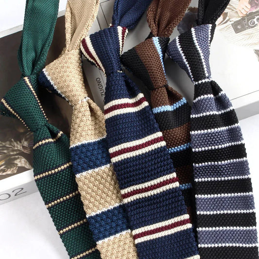 Men's Striped Knitted Ties, Retro Narrow, Korean Style, Casual Shirts, Accessories, Suit, Tie