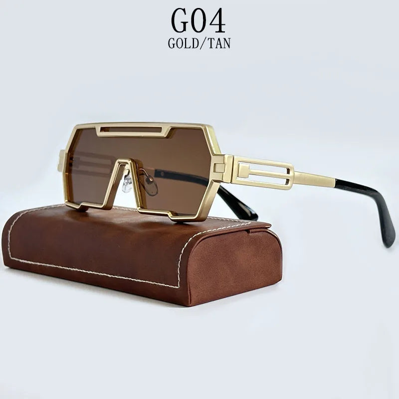 Men's Heavy Metal Steampunk Sunglasses Square Vintage Punk Retro Fashion Eyewear Gafas De Sol Hombre Lunette De Soleil Homme