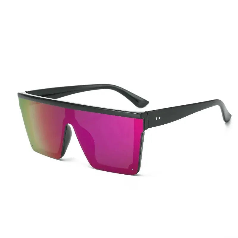 Nuevas gafas de sol de una pieza de montura grande, gafas de sol de montura cuadrada de moda europea y americana para mujer, gafas de colores