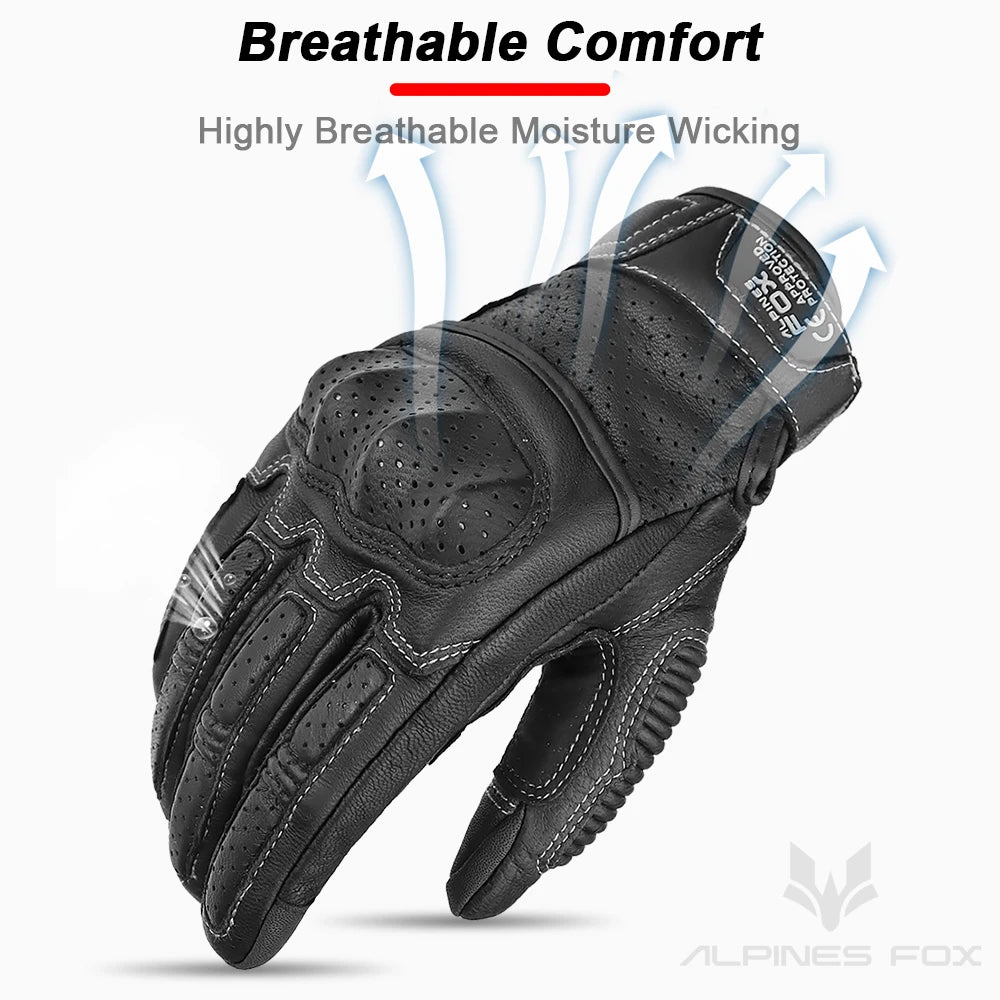 Gants moto en cuir marron vintage pour homme — certification CE, écran tactile, motocross, course
