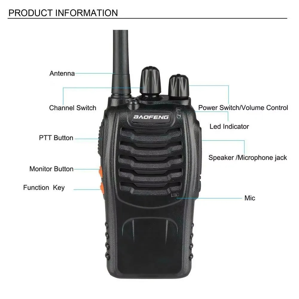 Fabricant 4 pièces Baofeng BF 88E 5W talkie-walkie longue portée 10KM communication ultra-longue veille voyage sur route conduite autonome