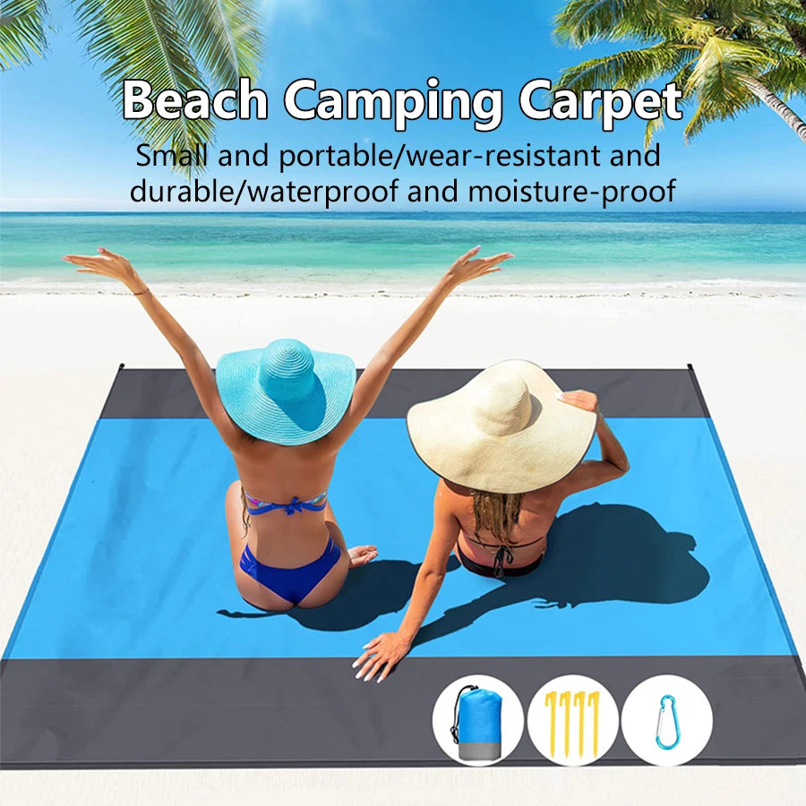 Couverture de plage anti-sable 200x210cm, imperméable, portable, légère, pour pique-nique, camping, voyage, randonnée, sport