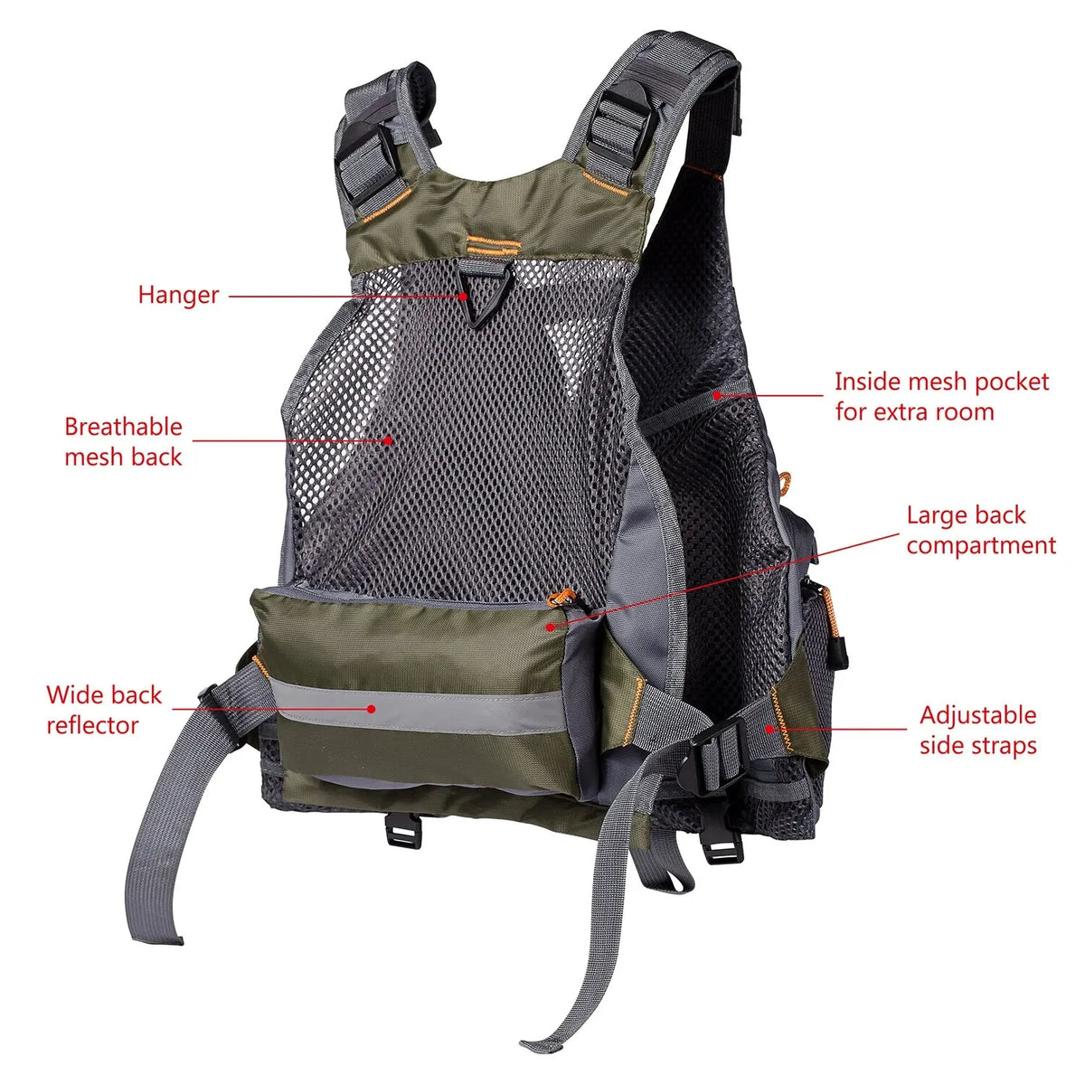 Gilet de pêche respirant, Sports de plein air, alpinisme, randonnée, cyclisme, réglable, pêche à la mouche, natation, matériel de pêche