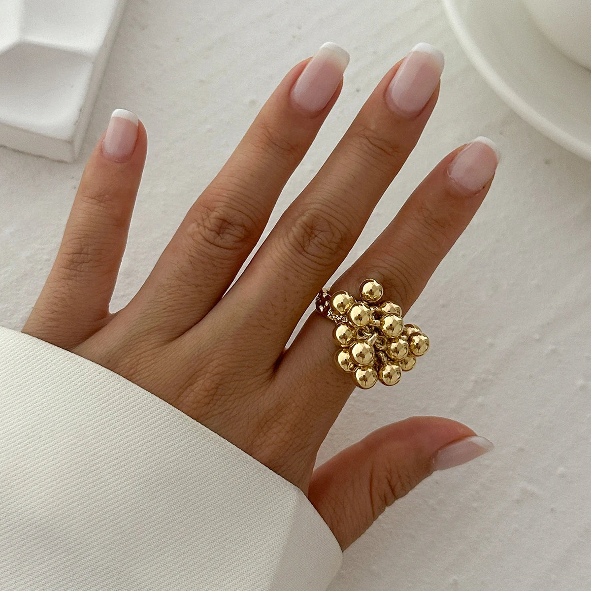 Salircon 2026 – Anillo abierto de metal de estilo punk hip-hop con pequeña bola CCB para mujer y hombre, joya de moda, regalo