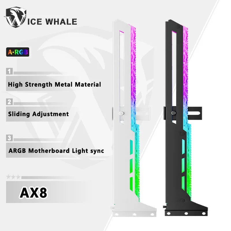 Support de carte graphique ICE Whale AX8, 5V 3PIN ARGB, synchronisation de l'éclairage de la carte mère, support de carte graphique VGA pour ordinateur