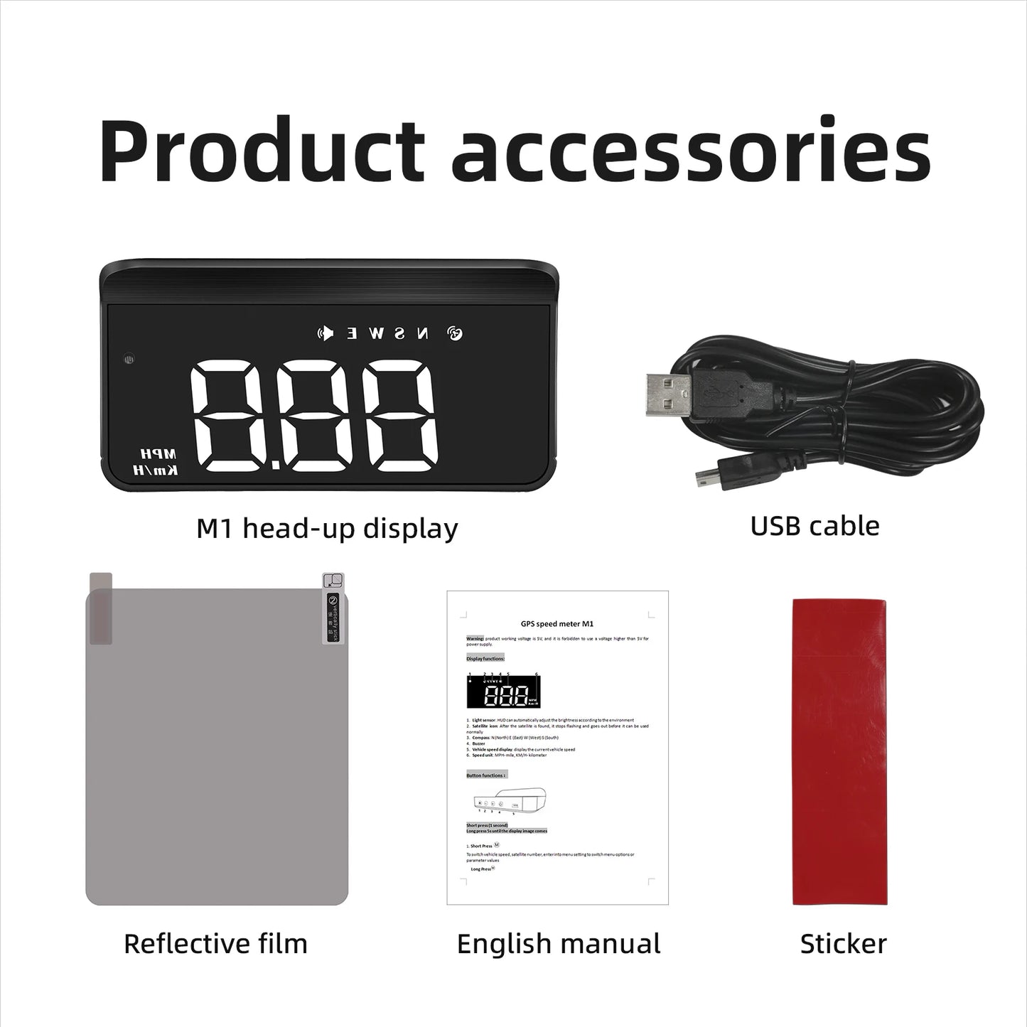 Affichage tête haute OBD2 GPS HUD — projecteur de vitesse voiture, alarme kilométrage, carburant