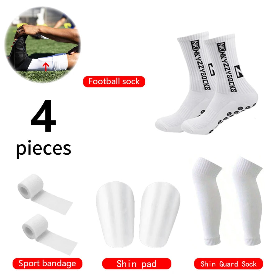 Kit Football 4 Pièces — Chaussettes + Manchons Protège-Tibias + Bandages