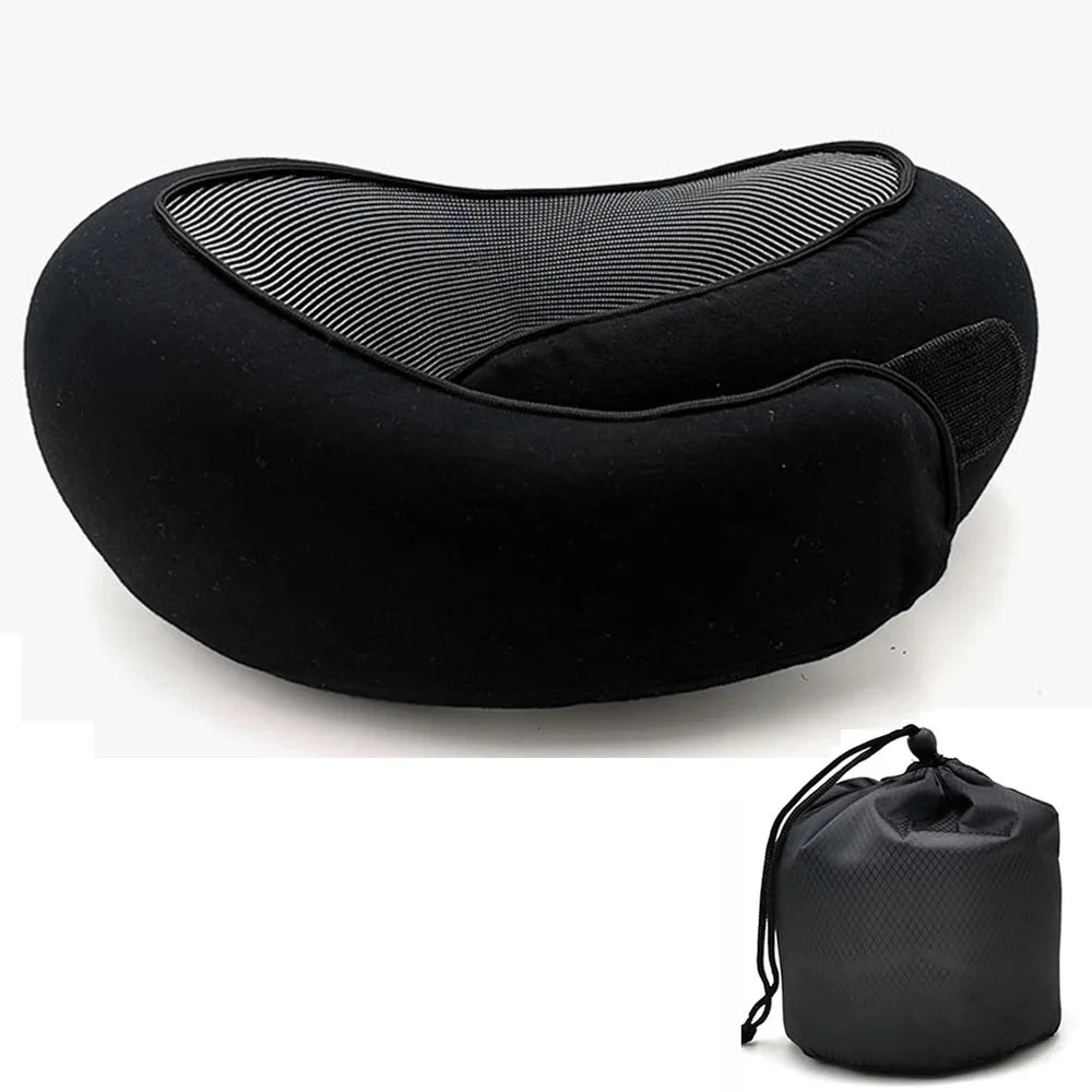 Almohada de viaje en forma de U de espuma viscoelástica, estilo caracol, soporte para el cuello, portátil, ajustable, suave, para siesta, almohadas para dormir