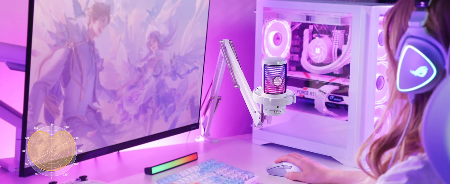 MAONO Gamerwave DGM20S — Microphone USB Gaming RGB Réduction Bruit Streaming