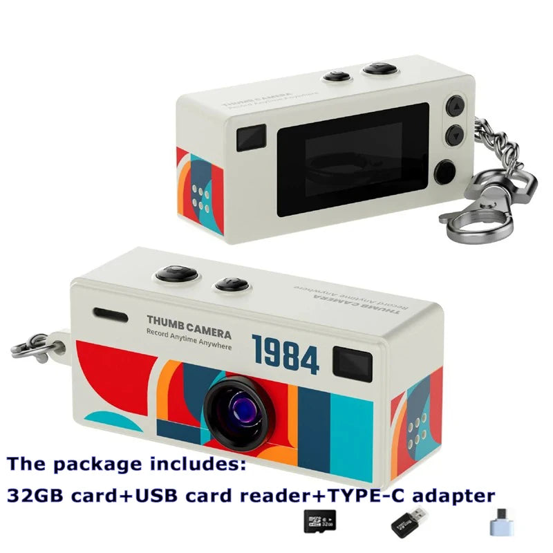 Mini cámara llavero de 0,96 pulgadas, cámara de acción retro, compatible con tarjeta de memoria, 1080P, cámara de vídeo muy pequeña, grabadora de vídeo