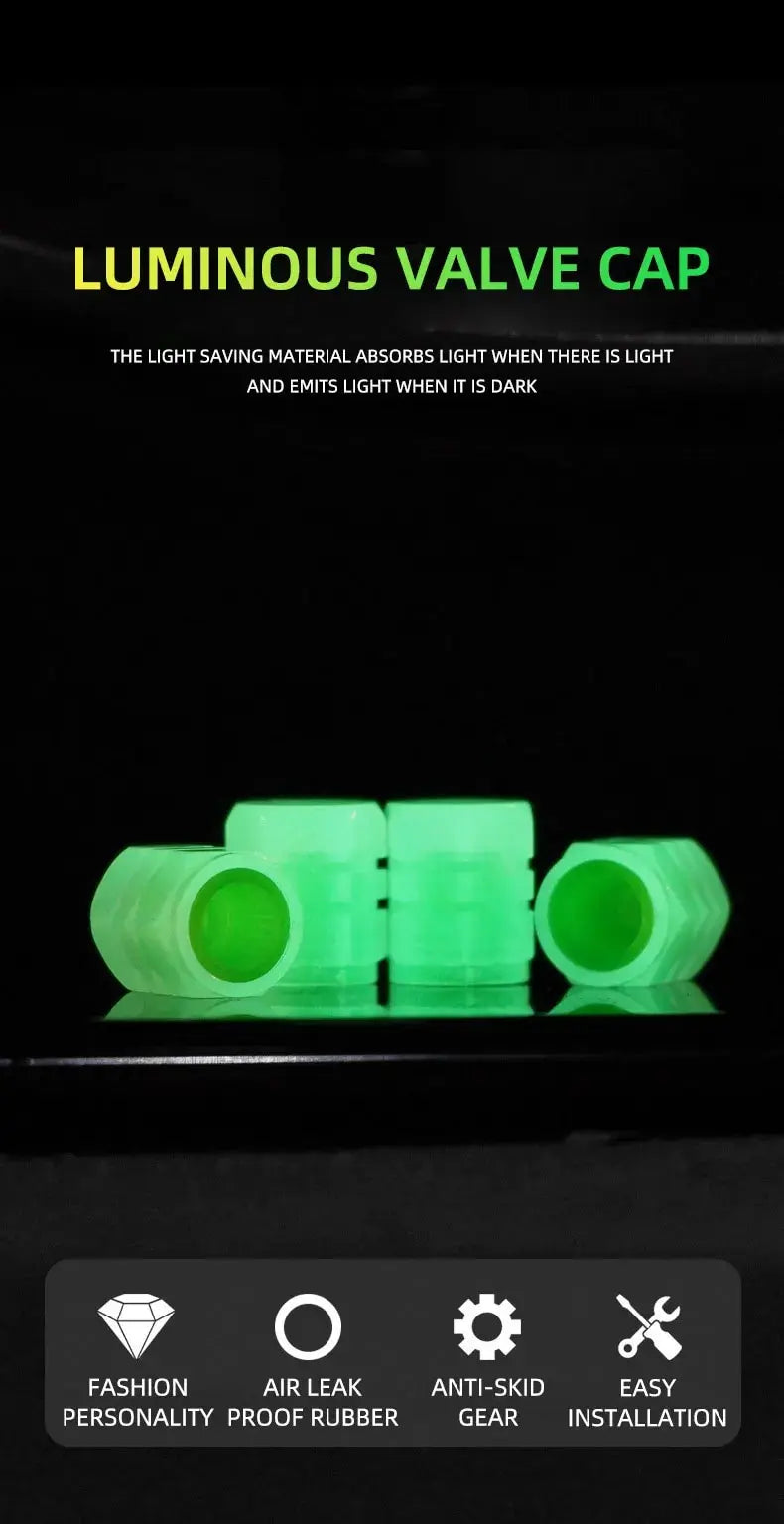 8 pièces Valve lumineuse moto vélo vélo voiture roue pneu moyeu capuchon Fluorescent nuit brillant lumineux Valve tige bouchons décor