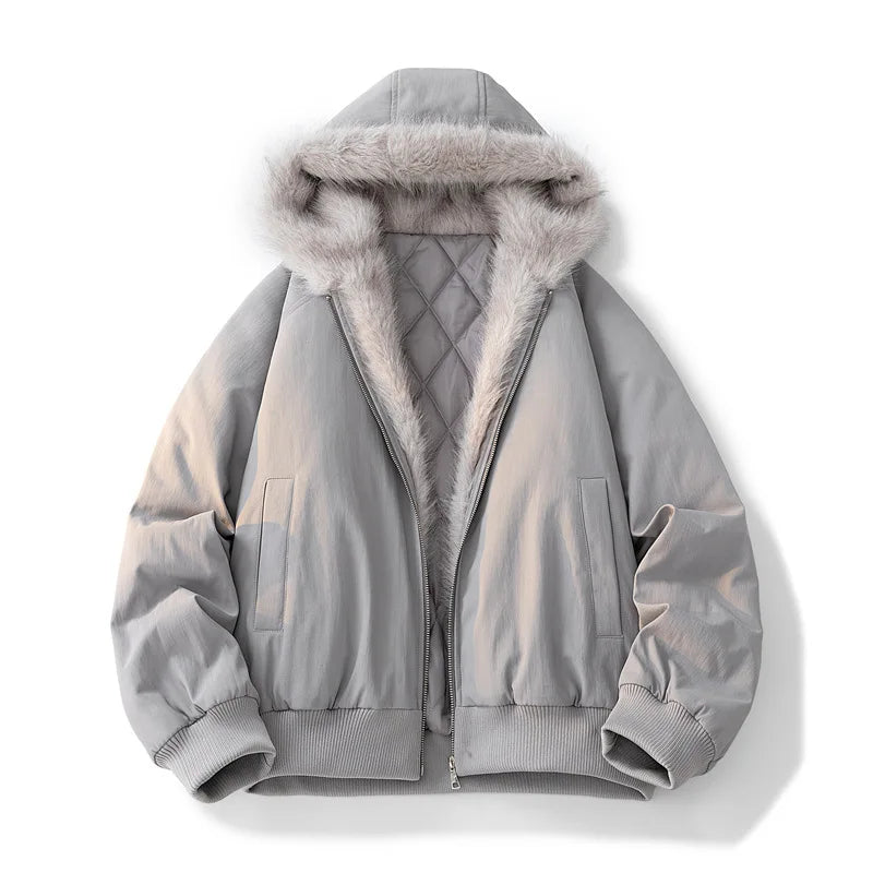 Men's Winter Jacket Women's Fur Collar Fashion Parka Thick Warm Coat Oversized Loose Hooded Jacket American Streetwear Cool