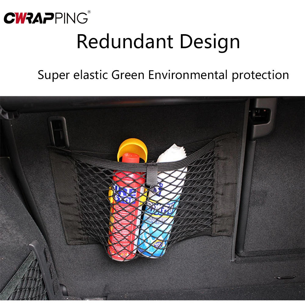 Bolsa de almacenamiento para maletero de coche, red de nailon, organizador de maletero trasero de coche, red elástica para equipaje, bolsillo, suministros para vehículos