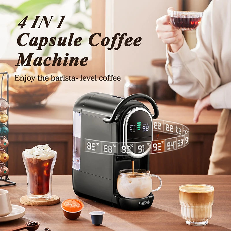 CAFELFFE - Cafetera de cápsulas 4 en 1, cafetera de capuchino, espresso múltiple caliente y frío, Dolce Gusto a.net, polvo de espresso 19 bares