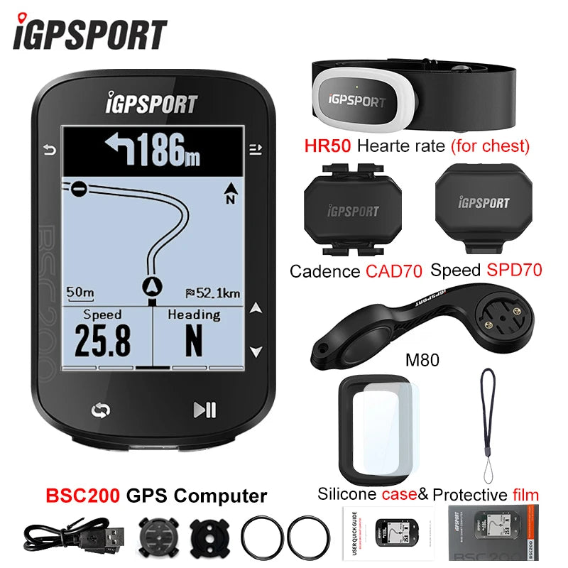 Ordinateur de vélo GPS sans fil — compteur de vitesse numérique, navigation route, chronomètre, odomètre