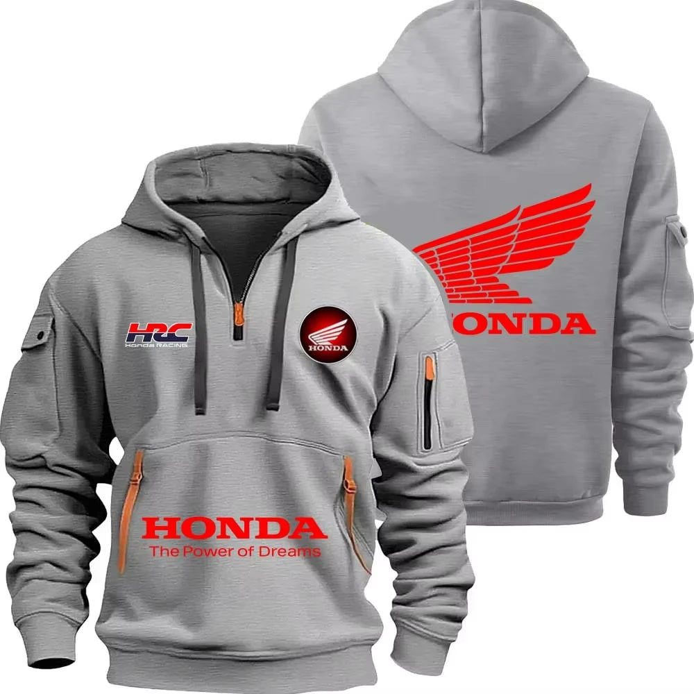 Sudadera con capucha y cremallera Honda para entusiastas de los deportes al aire libre 2025, nueva moda para hombre y mujer, bolsillo con media cremallera, sudadera con capucha para primavera y otoño