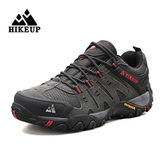 HIKEUP Men's Suede Leather Hiking Shoes, Wear-Resistant Outdoor Sneakers for Trekking, Walking, Hunting