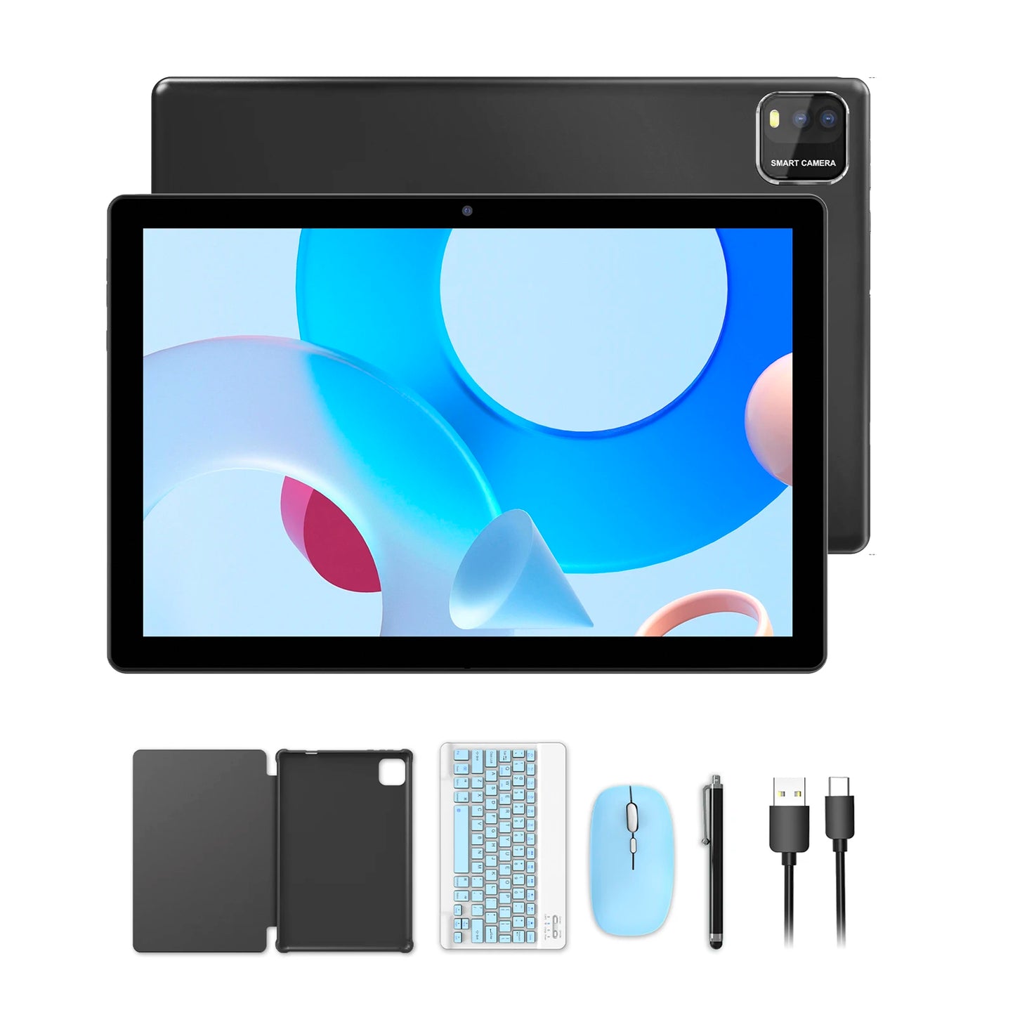 BAKEN Tableta Android 15 de 10 pulgadas, procesador de cuatro núcleos, 12 GB (3+9 de expansión) RAM + 64 GB de almacenamiento, WiFi 5G, cámara dual 1280*800