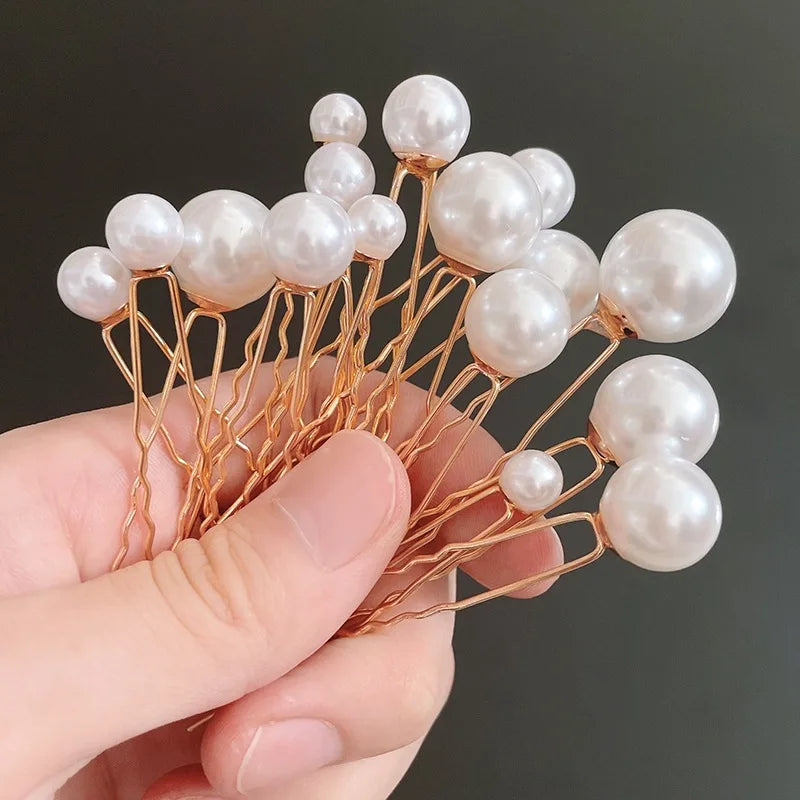 Élégantes épingles à cheveux en perles multi-tailles, bijoux de cheveux de mariée faits à la main, pinces à cheveux de soirée pour femmes et filles, accessoires pour cheveux