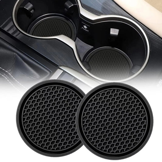 2pcs Black Car Cup Holder, Anti-slip Insert Coasters, Pads, Interior Accessories for Most
