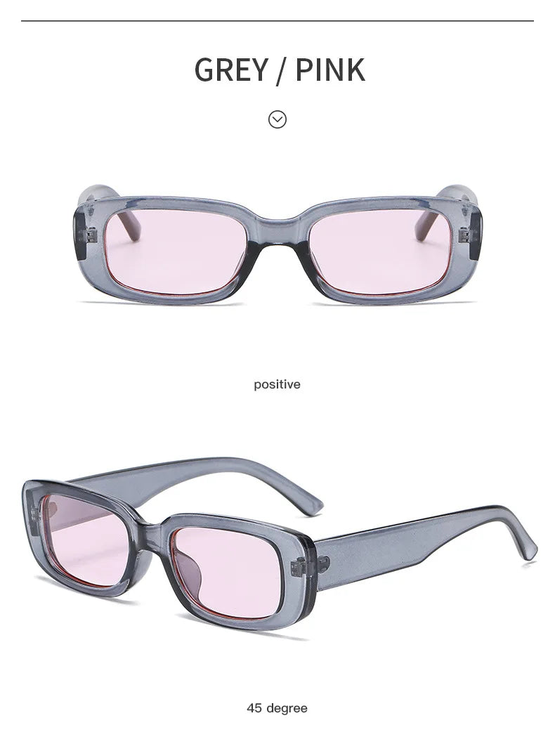 Lunettes de soleil carrées rétro vintage — petites, rectangulaires, voyage, femme