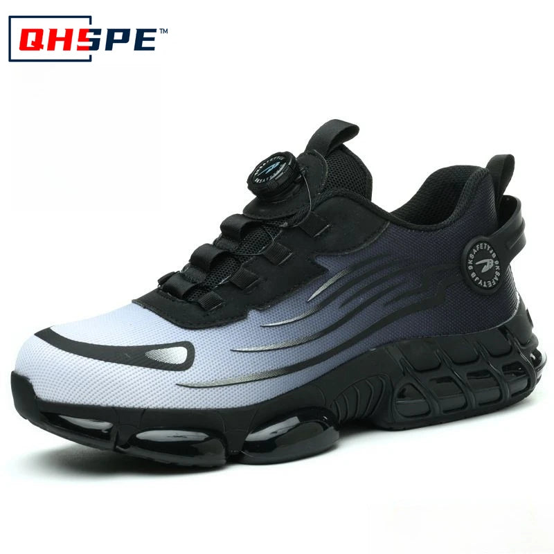 Botón giratorio nuevos zapatos de seguridad para hombre Anti-aplastamiento Anti-perforación zapatos de trabajo de moda para hombre zapatos deportivos botas de protección de seguridad para hombre