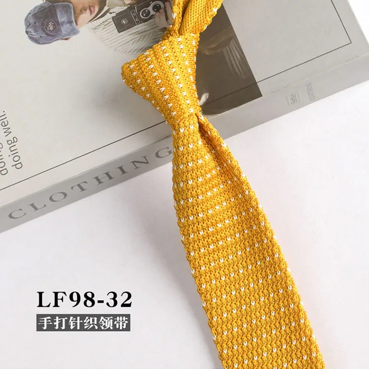Cravates tricotées rayées pour hommes, rétro étroit, Style coréen, chemises décontractées, accessoires, costume, cravate