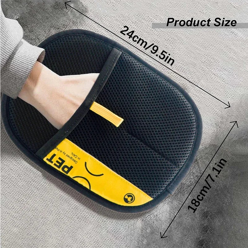 Gants d'épilation pour animaux de compagnie électrostatiques pour chats et chiens, gant de toilettage réutilisable et lavable avec brosse à rouleau anti-peluches 2 en 1, sans danger pour les chiens