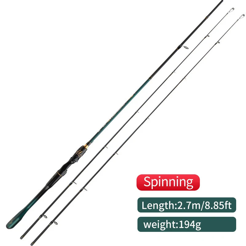 Canne à pêche ROLLFISH 2 Tips légère en fibre de carbone, puissance M/MH, spinning et casting, eau douce et eau salée