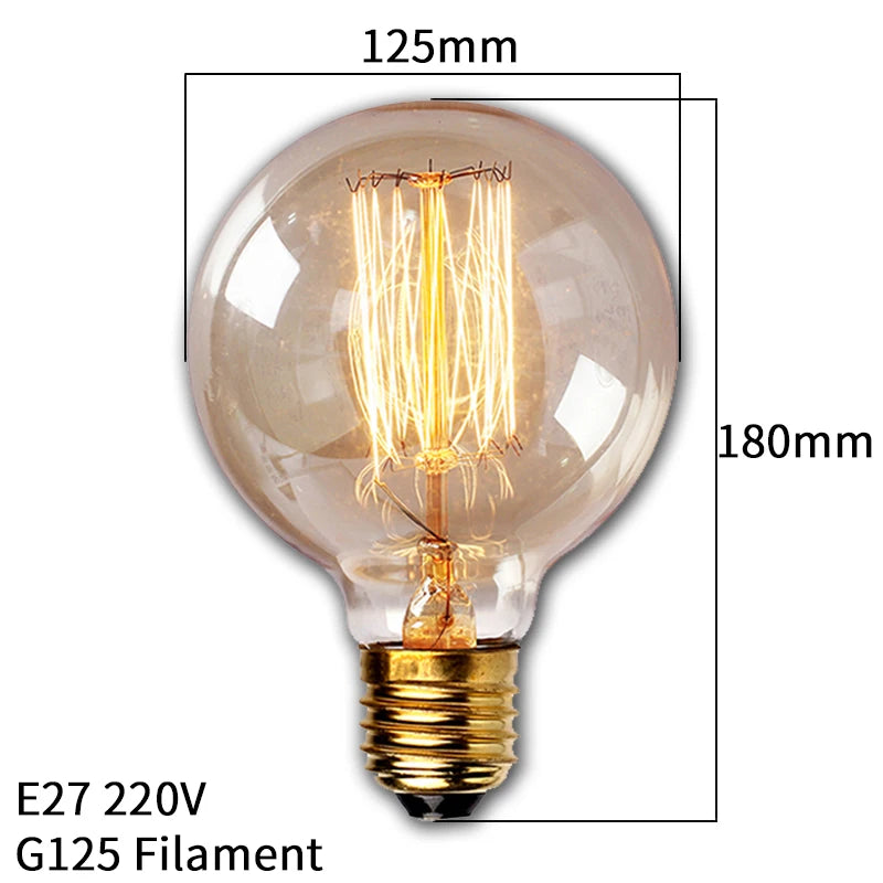 Bombilla retro Edison regulable E27 40W 110V 220V Lámpara incandescente de filamento vintage Bombilla decorativa