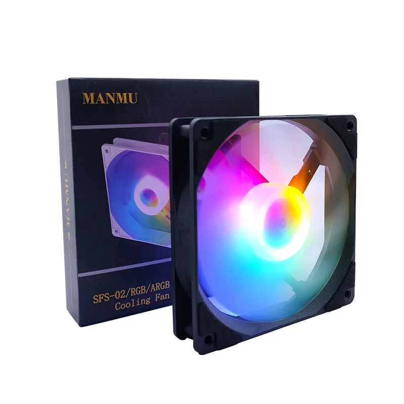 Manmu Fetival Pormotion 120mm ventilateur d'ordinateur arc-en-ciel RGB/ventilateur de PC de jeu à haute performance de refroidissement