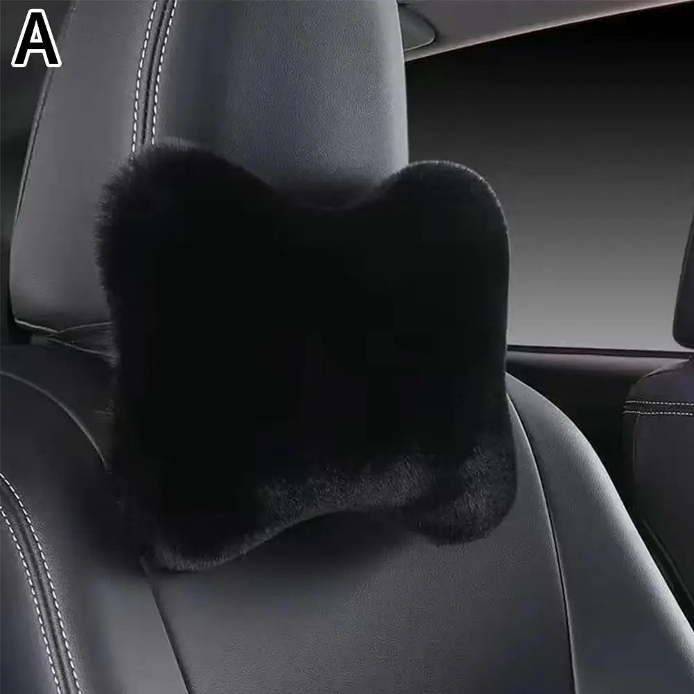 Reposacabezas de asiento de coche de felpa, 8 colores, reposacabezas de coche, cojín de felpa, cálido y cómodo, accesorios de soporte de almohada de cintura, invierno