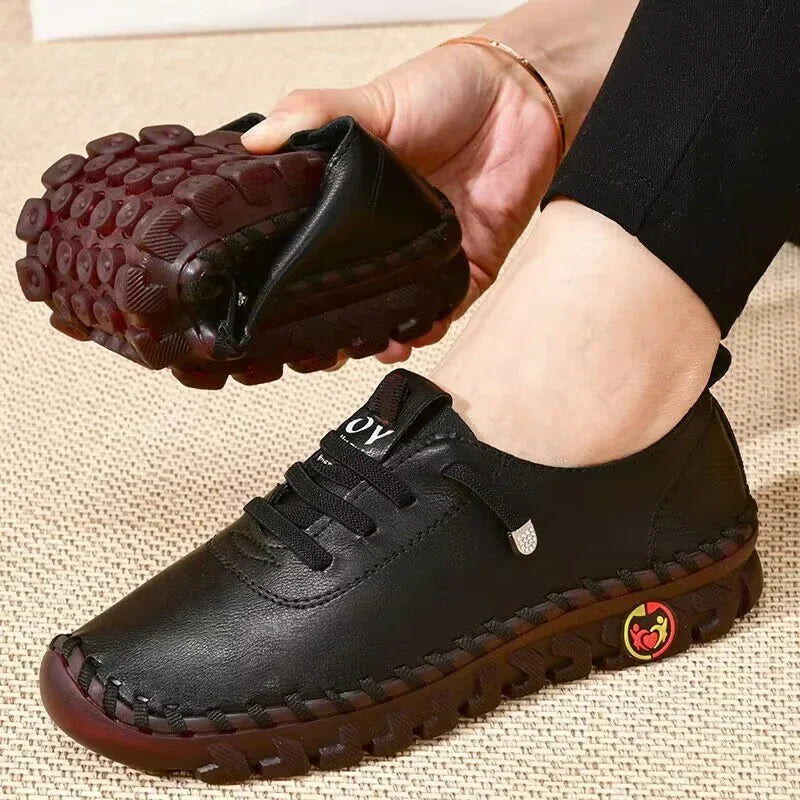 Women's Sneakers Platform Shoes Flat Leather Lace-up Loafers Slip-on New Spring Casual Mom Shoe Mujer Zapatos Chaussure Femme