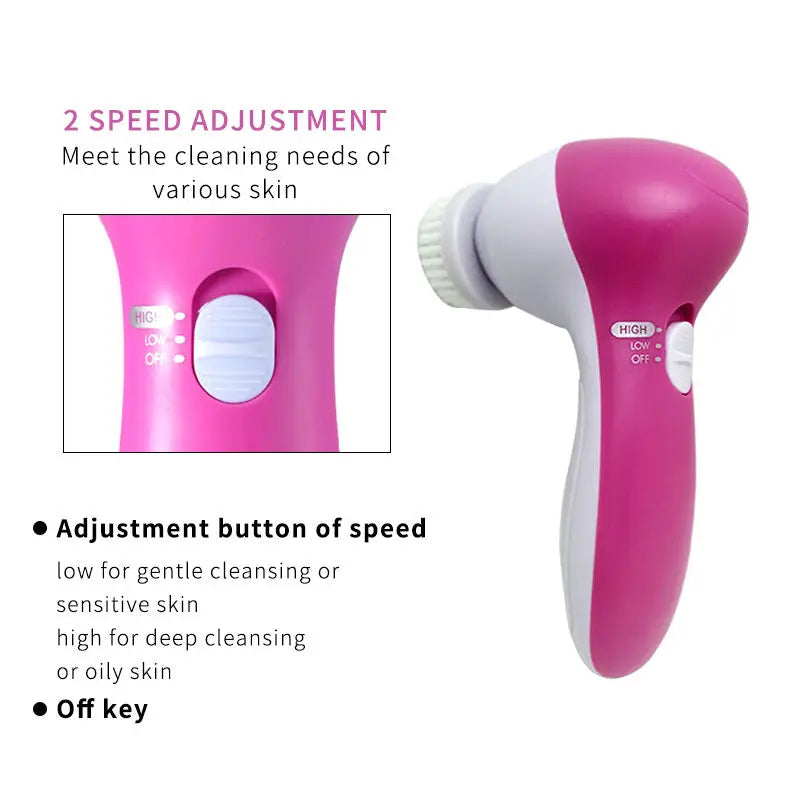 5-in-1 electric facial cleanser, face cleansing brush, washing machine, spa, skin care, massager, blackhead remover, facial cleansing tools