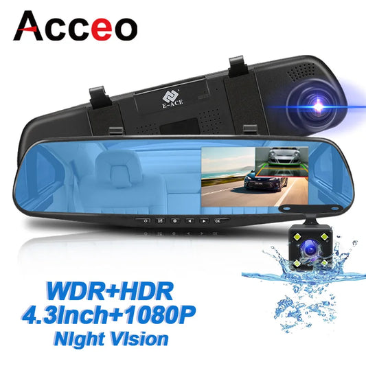 Dashcam Rétroviseur Vision Nocturne Grand Angle 170° — Enregistreur Voiture