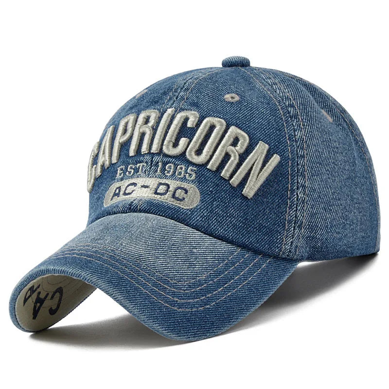 Casquette de baseball en denim pour hommes et femmes — lettres brodées, sport été, hip hop, unisexe, 2024