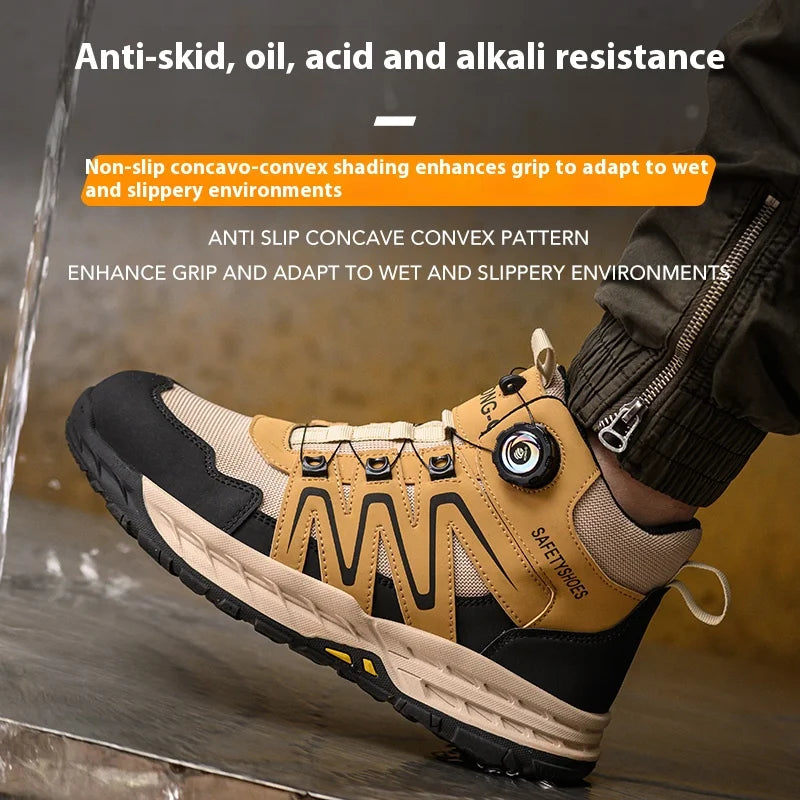 Nuevas botas de seguridad para hombre, zapatos de trabajo indestructibles, zapatillas con punta de acero, botas de protección anti-aplastamiento y anti-perforación, botas de trabajo tácticas