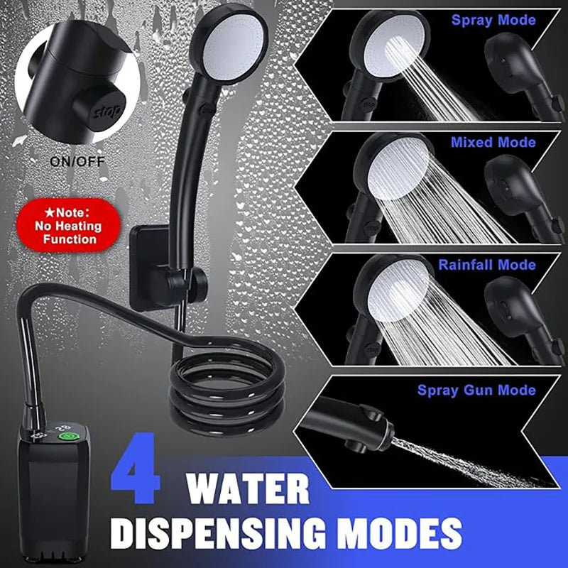 Douche Portable pour Camping, douche de Camping Rechargeable 6000mAh avec pomme de douche, pompe de douche électrique intelligente à affichage LED