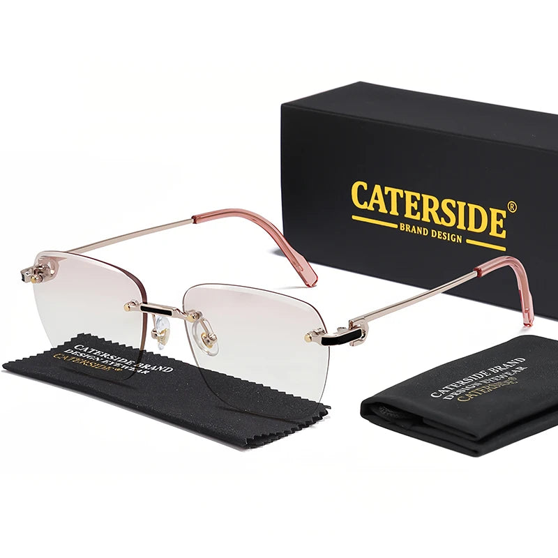 CATERSIDE New Rimless Pilot Sunglasses Men Gradient Sunglasses Women Retro Business Shopping UV400 Sun Glasses For Men