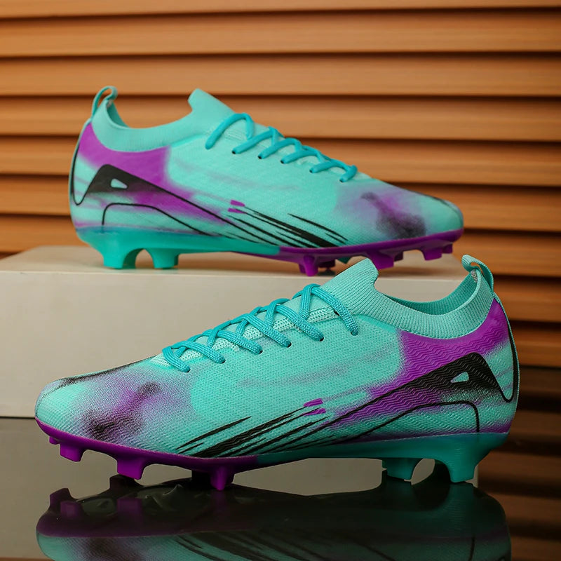 Chaussures de Football FG Unisexe Microfibre Montantes — Crampons Longs Respirant, Entraînement EU 31–49