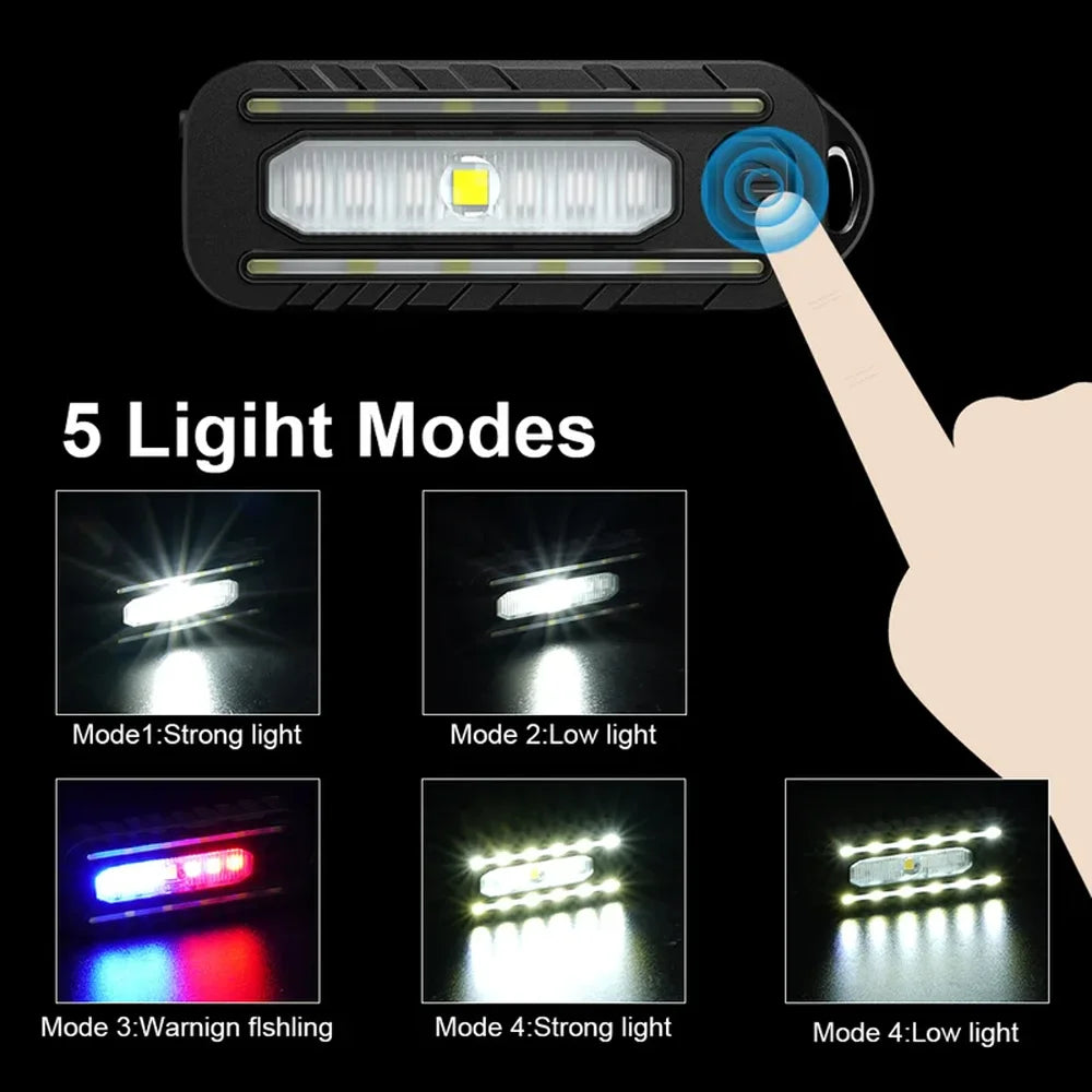 Lampe de poche LED Recharge USB, lampe de travail, porte-clés, pour Police, Clip d'épaule, lumière clignotante d'avertissement, lampe d'extérieur