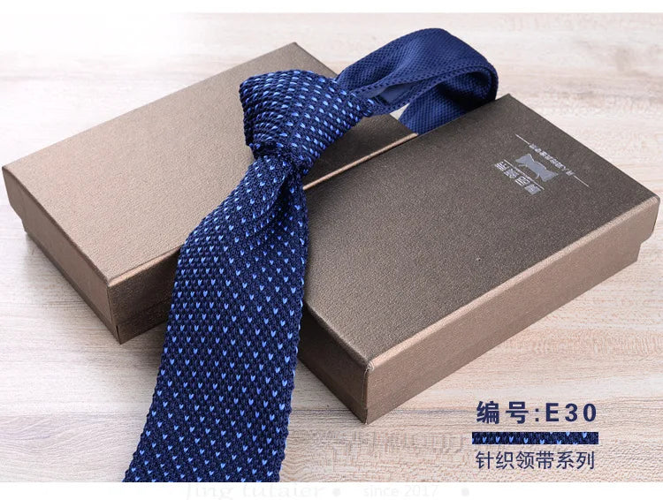 Men's Casual British Style Retro Striped Knitted Ties Formal Business Navy Red Brown Handmade Ties Tuxedo Neckties