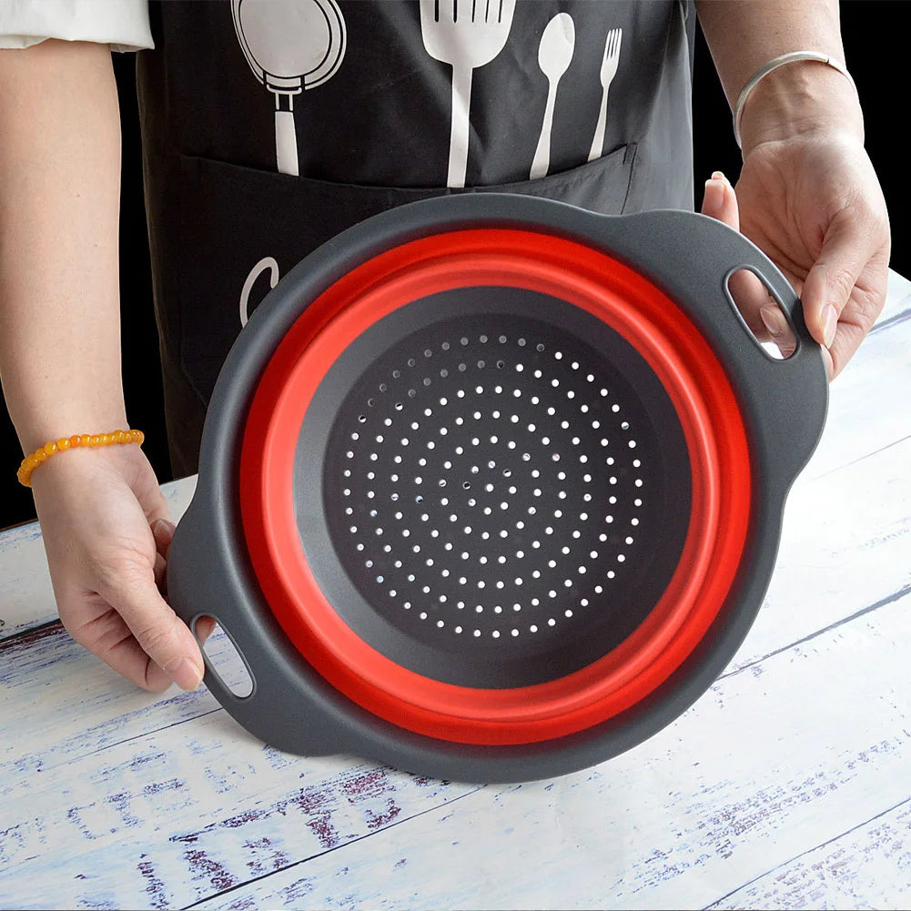 Panier de vidange pliant en Silicone, panier de lavage de fruits et légumes, passoire pliable, égouttoir pliable, outil de rangement de cuisine